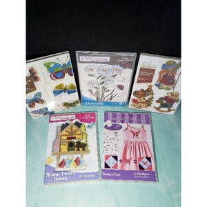 Lot of 5 Embroidery & Applique Design CD Kits Butterflies Daisies Home Crafts